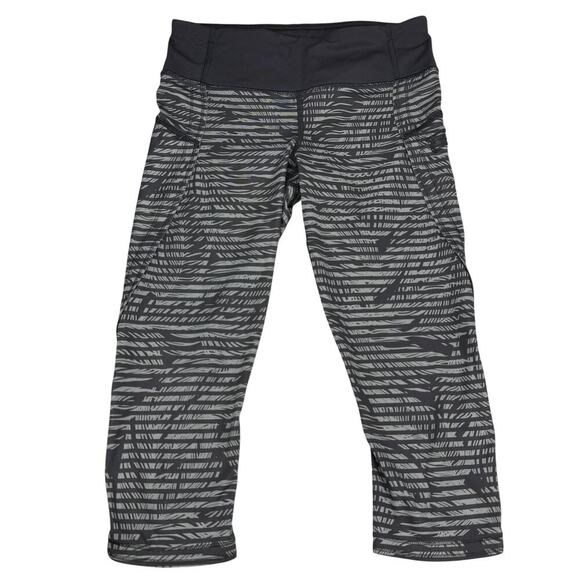 LULULEMON Run: Top Speed Crop Full-On Luxtreme Sz 4 Stripe Play Slate Black - Picture 5 of 9